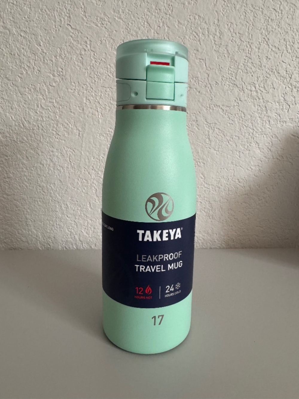 NEW Takeya Traveler Insulated Leak Proof Mug With FlipLock™ Lid - Aqua 17oz